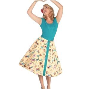 Tatyana Retro Swing Butterfly Skrit in Yellow Size M